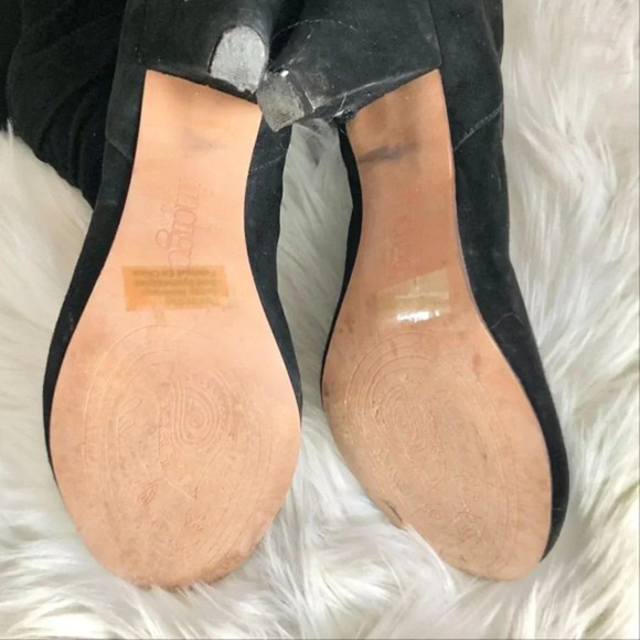 Indigo Black Suede Leather Knee High Boots 8.5 - Picture 2 of 5